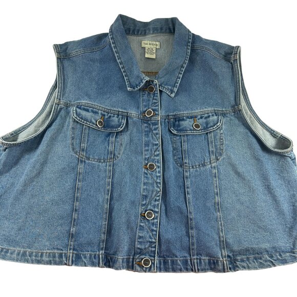 Vintage The Avenue Denim Vest Womens Size 26/28 Cotton Blue Jean Button Front - Picture 6 of 6